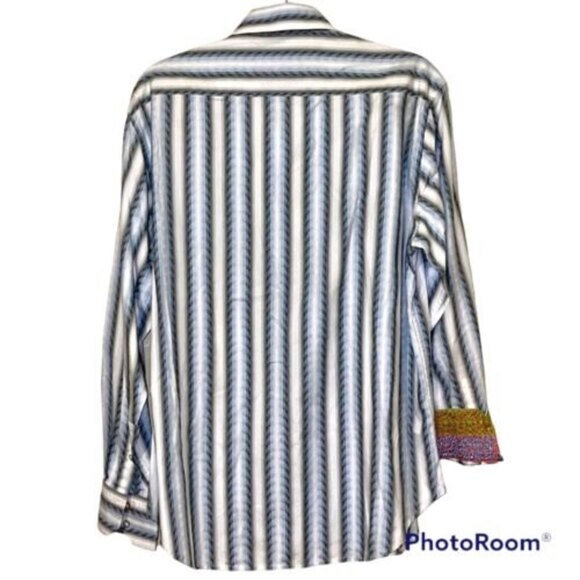 Robert Graham Men Maca Bana Button Down Shirt Flip Cuff Large GUC - Picture 3 of 6